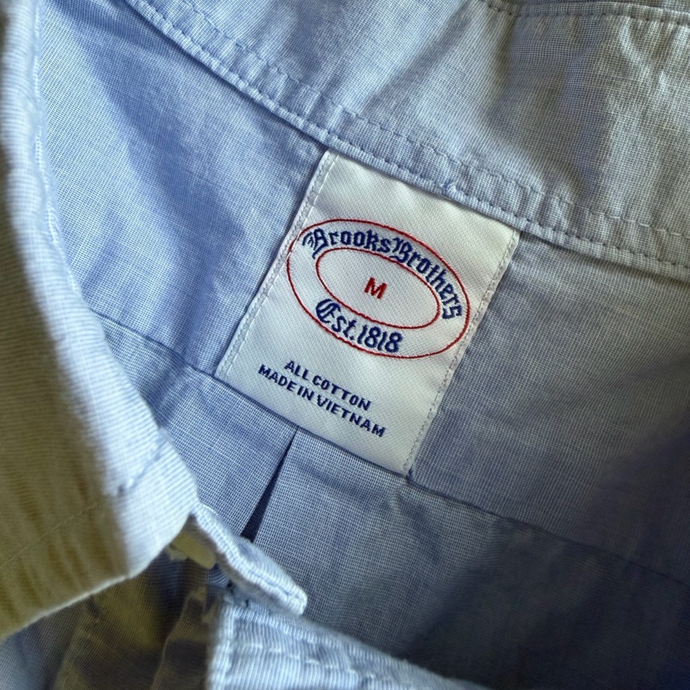 BROOKS BROTHERS 🐑 Men’s All Cotton Broadcloth Oxford Blue Button Down Shirt - M
